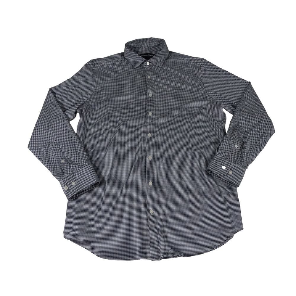 Mizzen+Main Performance Herringbone Button Up Long Sleeve Shirt Men's Trim Large